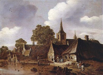Falu folyó mellett alkotó: Cornelis van Zwieten