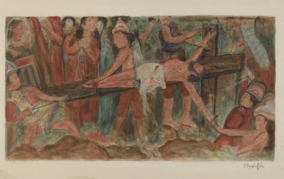 „Keresztállomások” 11. sz. „Jézus a keresztre van szegezve alkotó: Cornelius Christoffels