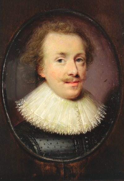 Egy úriember, fekete figurás dupla, leeső csipkeszélű fodros (wc pergamen) alkotó: Cornelius I attr.to Johnson