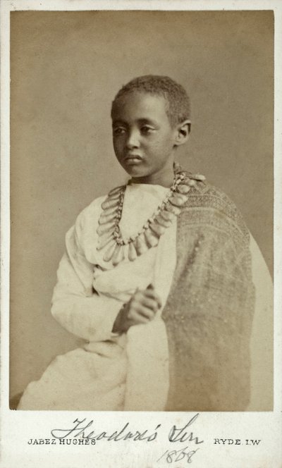 Alamayu herceg, II. Theodor abesszíniai császár fia, Ryde, Anglia, 1868 (albumnyomat) alkotó: Cornelius Jabez Hughes