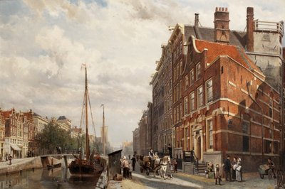 Kilátás a Makelaers Comptoirról a Nieuwezijds Voorburgwalon, Amszterdam, 1883 alkotó: Cornelis Springer