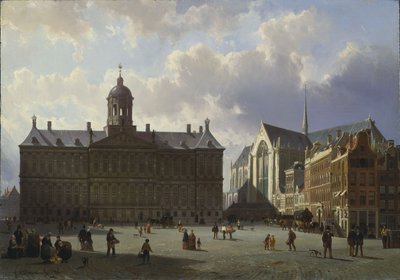 Dam tér a királyi palotával, Amszterdam, 1855 alkotó: Cornelis Springer