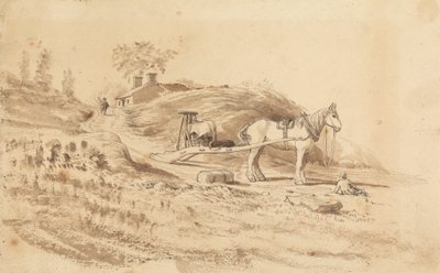 Egy ló húzza a húzást alkotó: Cornelius Varley