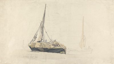 Egy vitorlás bárka szénával megrakva, 1827. december alkotó: Cornelius Varley