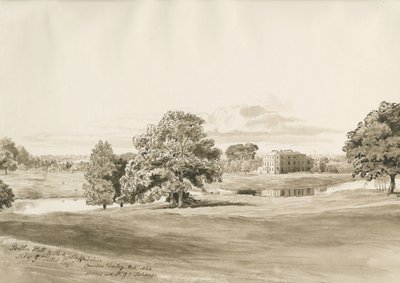 Betley Hall: szépia mosás rajza, 1820. okt alkotó: Cornelius Varley
