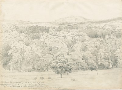 Wrottesley Hall – Kilátás a Malvern Hillsre: ceruzarajz, 1820 alkotó: Cornelius Varley