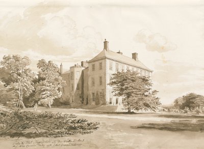 Wrottesley Hall: szépia rajz, 1820. aug alkotó: Cornelius Varley