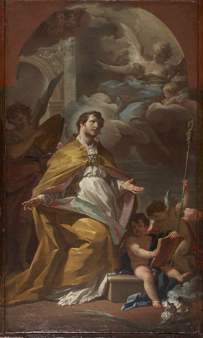 Imádkozó szent püspök alkotó: Corrado Giaquinto