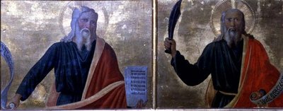 Mózes és Ábrahám (tempera, tábla) alkotó: Cosimo Rosselli