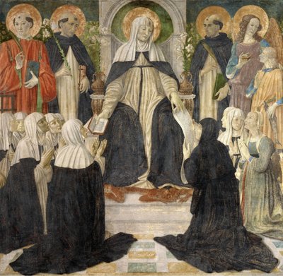 Sienai Szent Katalin, mint Szent Domonkos Második és Harmadik Rendjének szellemi anyja, 1499. alkotó: Cosimo di Lorenzo Rosselli