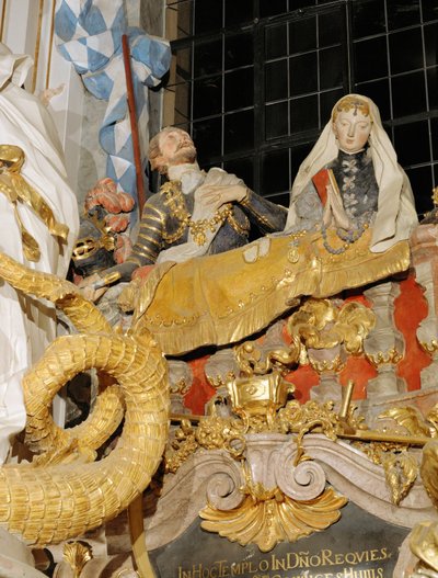 Odilo herceg és Hiltrud hercegnő emlékműve a Szent Margit-templomban, Osterhofen, Bajorország alkotó: Cosmas Damian Asam