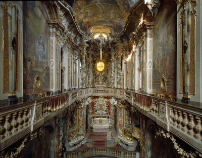 A Nepomucene Szent János-templom belső képe alkotó: Cosmas Damian Asam