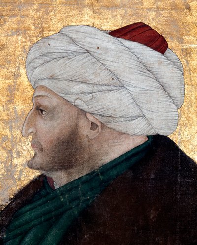 II. Mehmet oszmán szultán (II. Mehmed, a honfoglaló vagy Mohamed II. Fatih) portréja (1430-1481) Costanzo da Ferrara miniaturista festménye (1450 körül, 1524 körül). Részlet. Topkapi Sarayi Múzeumi Könyvtár Isztambulban alkotó: Costanzo da Ferrara