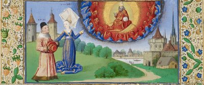 A filozófia, amely Boethiust tanítja Isten szerepére, 1465 körül alkotó: Coëtivy Master