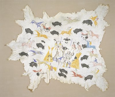 Scenes of Plains Indian Life, 1880 körül (pigment a szarvasbőrön) alkotó: Cotsiogo