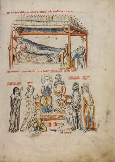 Heinrich alszik és Hedwig imádkozik; Heinrich és Hedwig gyermekeikkel alkotó: Court workshop of Duke Ludwig I of Liegnitz and Brieg