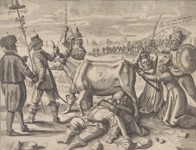 Harc a flamand tejelő tehénért, 1646. alkotó: Crispijn de Passe I