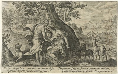 Apollo en Hyacinthus Metamorfosen van Ovidius (sorozat címe) alkotó: Crispijn van de Passe (I)