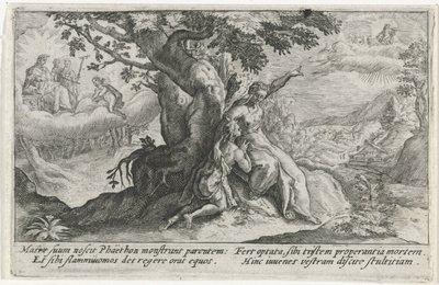 Clymene en Phaëthon Metamorfosen van Ovidius (sorozat címe) alkotó: Crispijn van de Passe (I)