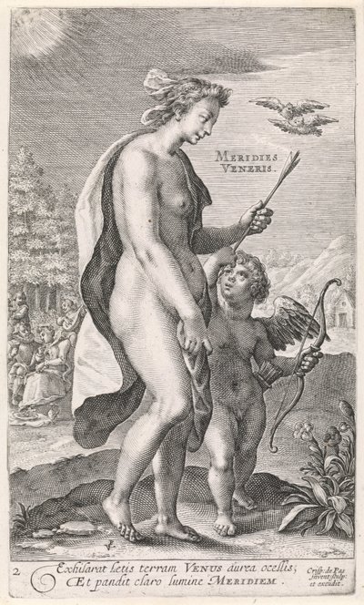 Délután Meridies Veneris (cím a tárgyon) The Four Times of the Day (sorozat címe) alkotó: Crispijn van de Passe (I)