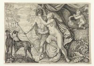 Vénusz Adoniszban Metamorfosen van Ovidius (sorozat címe) alkotó: Crispijn van de Passe (II) (attributed to)