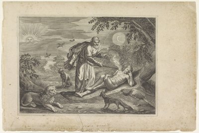 Prométheusz megteremti az első embert Ovidius metamorfózisai (sorozat címe) alkotó: Crispijn van de Passe (II) (workshop of)