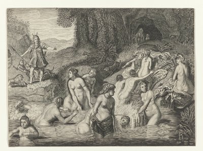 Diana szarvassá változtatja Actaeont Ovidius metamorfózisai (sorozat címe) alkotó: Crispijn van de Passe (II)