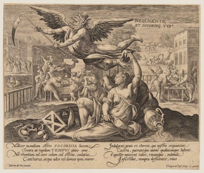 Negligentie et Socordie Typus, from Time with Virtues and Vices (Az idő az erényekkel és a bűnökkel) alkotó: Crispijn van de Passe I