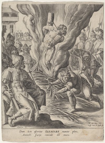 Eleázárt Antiochus elégette alkotó: Crispijn van de Passe I after Maarten de Vos