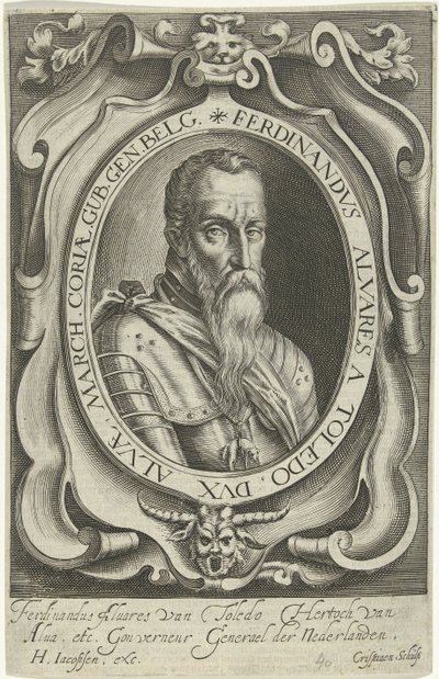 Portré van Ferdinand Alvarez de Toledo, Hertog van Alva alkotó: Crispijn van den Queborn