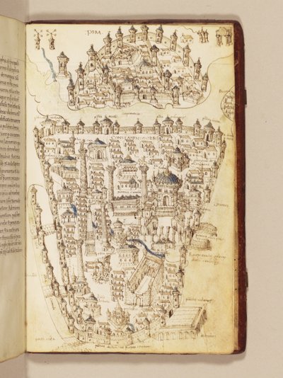 Konstantinápoly térképe, a "Liber Insularum Archipelagi" illusztrációja alkotó: Cristoforo Buondelmonti