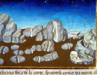 A világ vége: egy földrengés elpusztítja a világot (c.148v). 1476 alkotó: Cristoforo De Predis