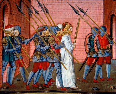 Megvilágítás, amely azt ábrázolja, hogy Krisztust újra elhozzák Pilátushoz, Codex De Predis (112v. k.) alkotó: Cristoforo De Predis