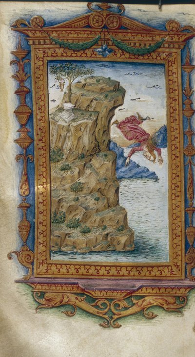 Sappho a tengerbe veti magát Illusztráció Ovidius Hősnőihez, 1485-1499 alkotó: Cristoforo Majorana