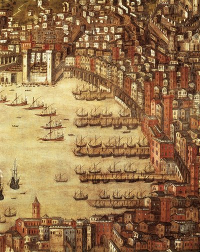 Genova és várának kilátása (részlet) 1597 (olaj, vászon) alkotó: Cristoforo de Grassi