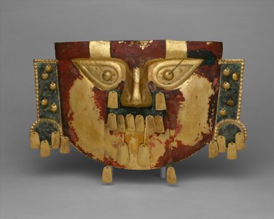Perui temetkezési maszk, i.sz. 900-1100 (arany, ezüst-réz fedők, cinóber) alkotó: Culture Sicán