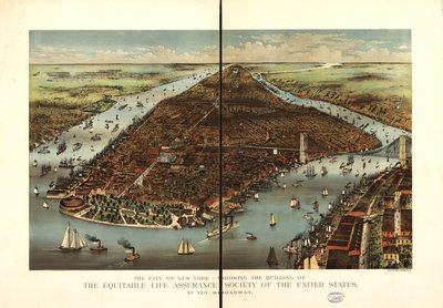New York városa. alkotó: Currier and Ives Equitable Life Assurance Society Of The United States