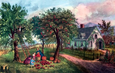 Amerikai tanya őszén, 1869 alkotó: Currier and Ives