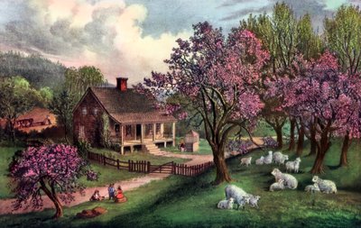 Amerikai tanya tavasszal, 1869 alkotó: Currier and Ives