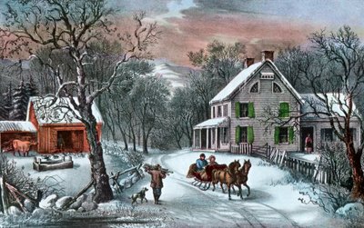 Amerikai tanya télen, 1868 alkotó: Currier and Ives