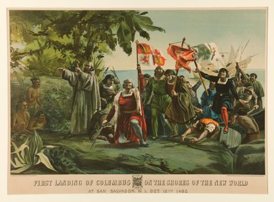 Kolumbusz első partraszállása az Újvilág partján alkotó: Currier and Ives