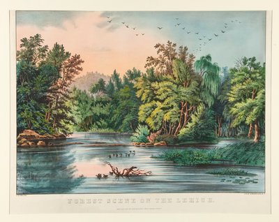 Erdei jelenet a Lehigh-en alkotó: Currier and Ives