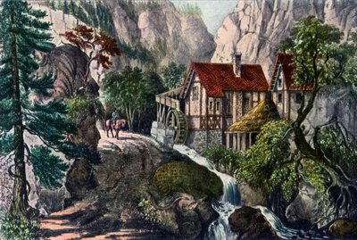 Régi svájci malom, 1872. alkotó: Currier and Ives