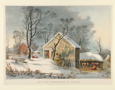 A régi tanya télen alkotó: Currier and Ives