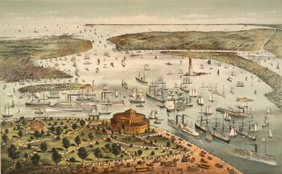 New York kikötője: Madár alkotó: Currier and Ives