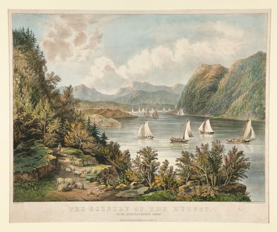 A Hudson díszlete. Kilátás, Közel alkotó: Currier and Ives