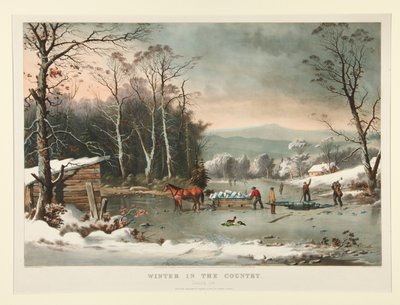 Tél az országban. /Jégszerzés alkotó: Currier and Ives