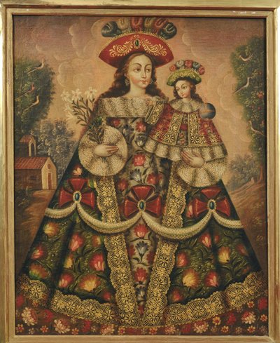 A zarándokok Szűzanyja és gyermeke alkotó: Cuzco School