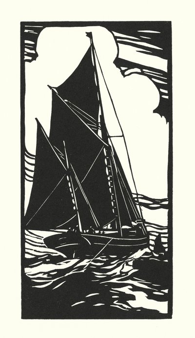 Halászhajók és uszályok: Brixham Trawler (fametszet) alkotó: Cyril A. Wilkinson