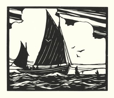 Halászhajók és uszályok: (fametszet) alkotó: Cyril A. Wilkinson